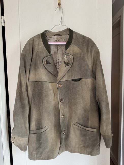 Meindl Jacket NWT Tan Leather Blazer Style Embroidered Suede Men's XXL Bavarian