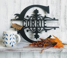 Personalized Family Name Metal Sign  Custom Last Name Welcome Monogram Wall ...