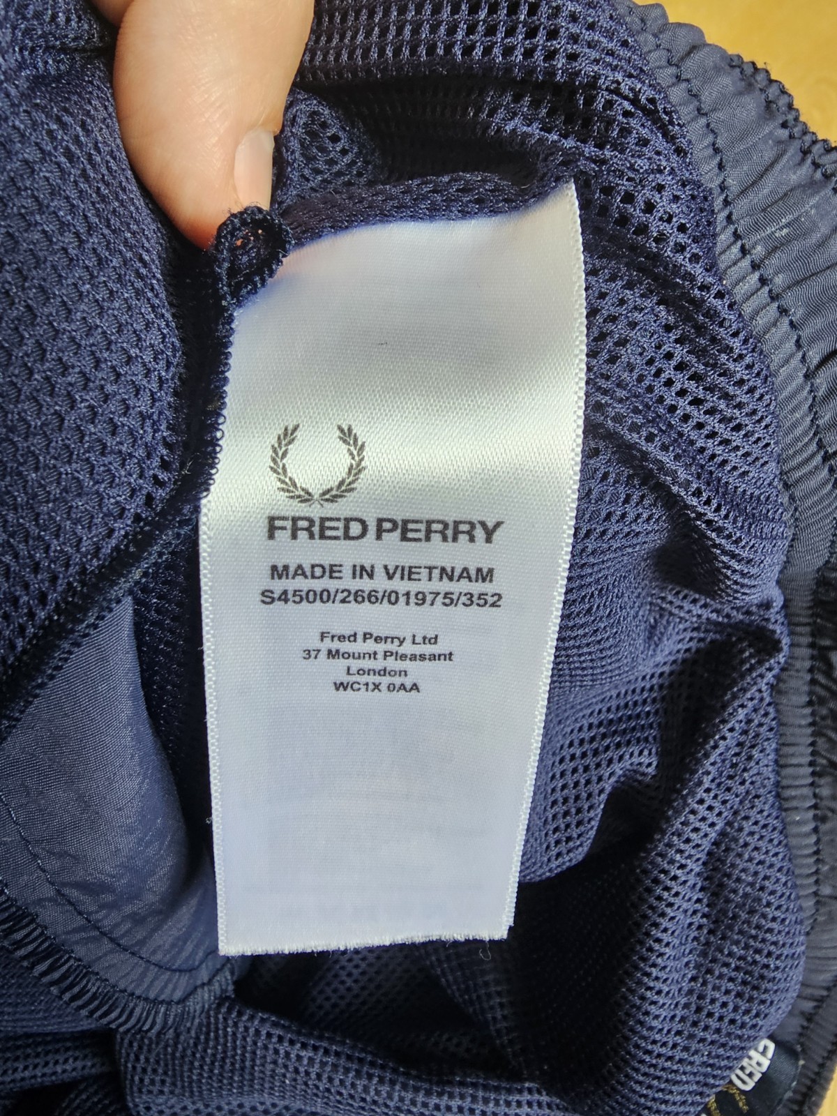 Fred Perry Mens Swim Shorts Small Navy Blue Taped Laurel Wreath Board Trunks image 6