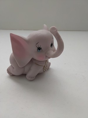 Vintage Baby Elephant Pink Porcelain Bisque Figurine Kelvin? Japan MCM 