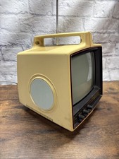 Vintage GE TR105TV Yellow Portable TV WORKING Rare 1970s Retro CRT Gaming