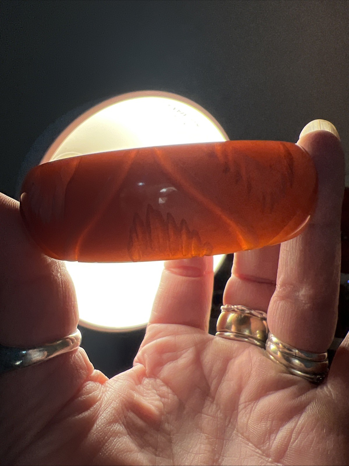 Vtg Catalin BAKELITE Translucent Bangle Bracelet … - image 3