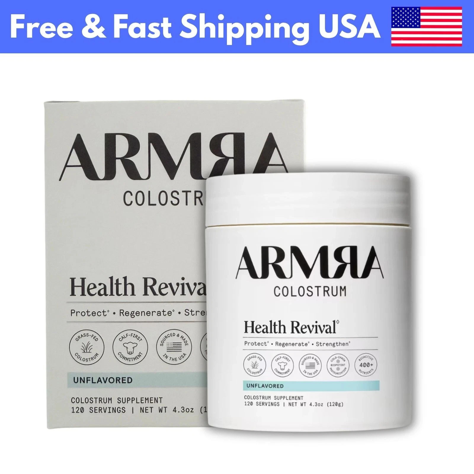 ARMRA colostrum Health revival unflavored 120 servings 120g US