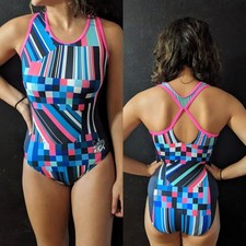 GK Simone Biles Gymnastics Leotard Racerback Geometric Print Size AM