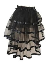 Women's Tulle Bustle Skirt Steampunk Tie On Tutu Overskirt Costume Cosplay