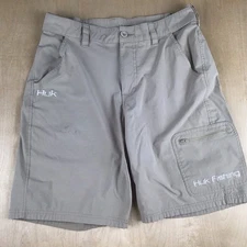 Huk Performance Mens Medium Next Level Cargo Fishing Shorts Khaki Outdoor