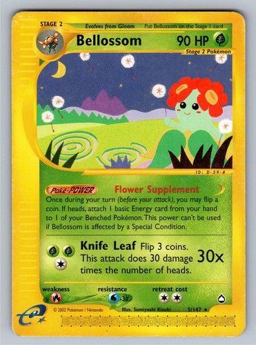 Bellossom 5 Rare Aquapolis Pokemon Moderately Played e reader