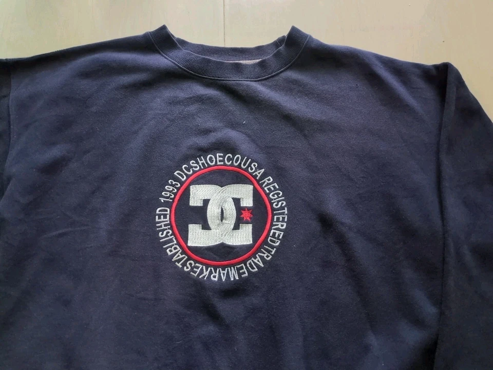 DC туфли США хлопок толстовка Sz L винтажный 00s 90s Y2k темно-синий выцветший Boxy 26/26 - Изображение 2 из 4