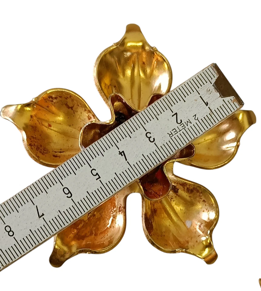 Vintage Blumen Kerzenhalter 2er Set Blüten Deko Kerzenständer goldfarben - Bild 4 von 4