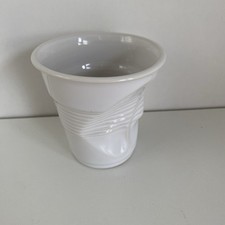 Revol France Crumpled Cup White Porcelain Espresso Coffee Mug Tumbler VGC