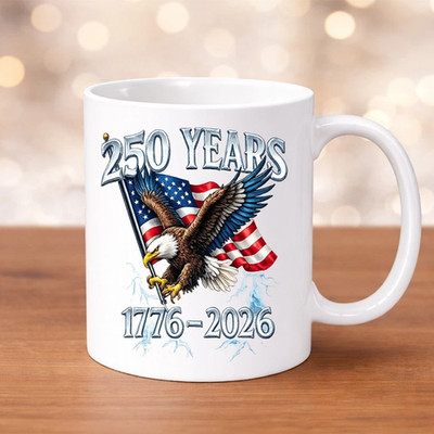250 Years USA Anniversary Coffee Mug 1776-2026 Patriotic Eagle Ceramic Cup TREND