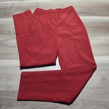Lulus Dress Pants Womens XS Red High Waisted Pintuck Straight Leg Work Business
