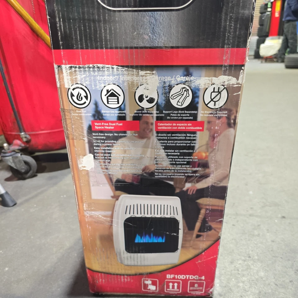 10000 BTU White Dual Fuel Convection Vent Free Wall Heater Home Cabin Warmer - Image 2 of 2