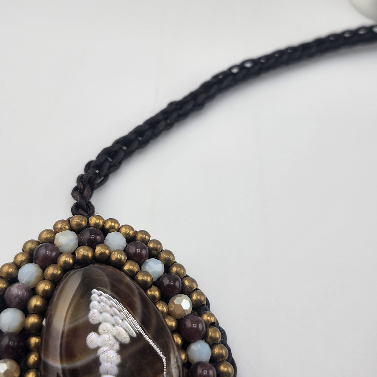 Woven Stone Statement Necklace Boho - image 6