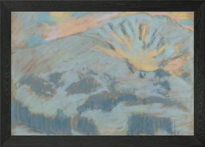 Mountain landscape pastel drawing Framed Wall Art Poster Canvas Print Picture