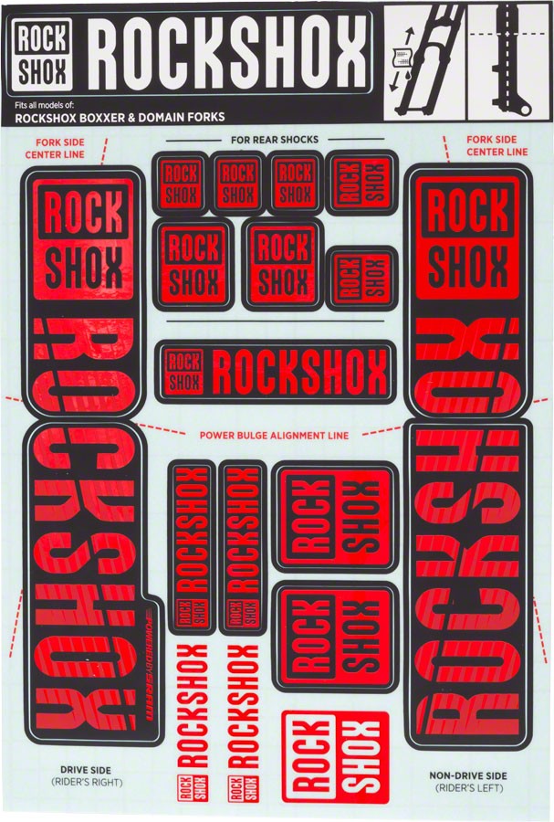 RockShox 35mm Dual Crown Fork Decal Kit - Red Durable Fresh Clean Sticker 4590₽
