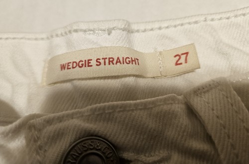 Levi’s Wedgie Straight Jeans White Women 27 Distressed Raw Hem High Rise Vintage - Picture 7 of 10