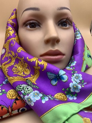 authentic Versace Atelier Ladies Silk Scarf Neverworn Made In Italy   M Size