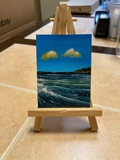 ACEO Original Acrylic Painting Landscape Abstract Art Card ATC Scenery 50 ocean