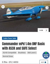 E-flite EFL14850 Commander mPd 1.4m BNF Basic with AS3X and SAFE Select