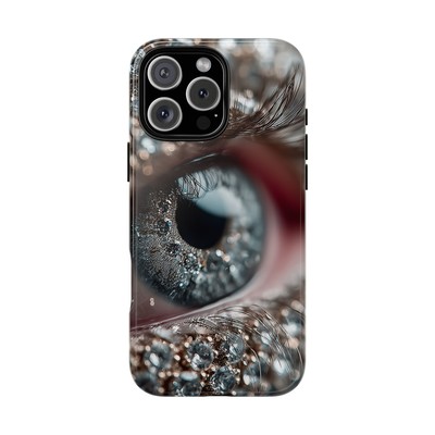For iPhone/Galaxy/Pixel | Phone Ink Case - Eye Art Gem Encrusted Iris