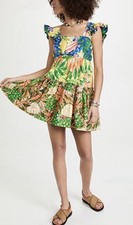 FARM RIO Anthropologie Caipirinha Tiered Ruffle Tropical Mini Dress size S