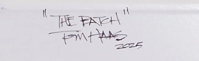 Pintura TOM HAAS 'El Parche' óleo 12x16 granjero espantapájaros calabazas pollos Foto 2 de 2