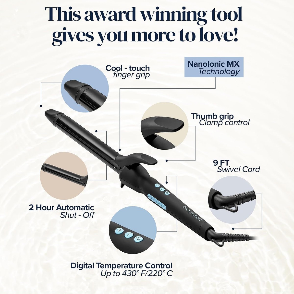 Bio Ionic Long Barrel Styler Curling Iron 1.25in - Black | eBay