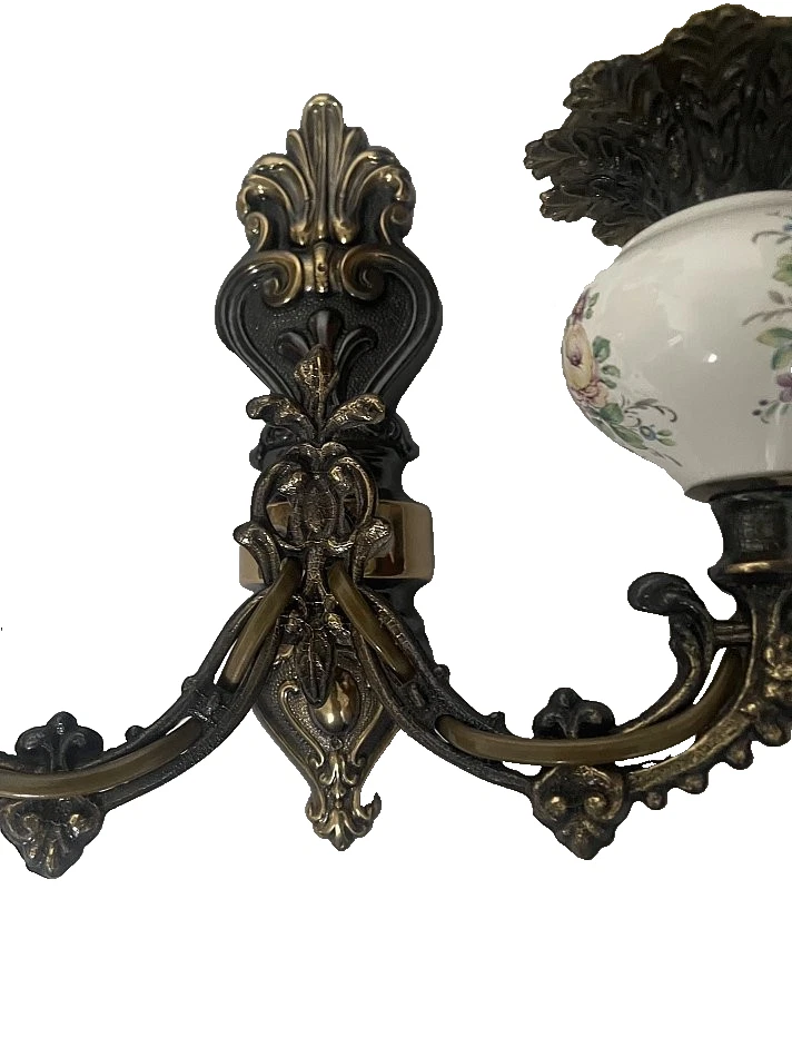 2 alte  Wandlampe Messing Wandleuchte Barock Stil Vintage  - Bild 3 von 4