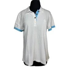 Lauren Active Ralph Lauren Embroidered Logo White Blue Golf Polo Shirt Sz L