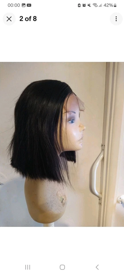 Human hair wig, 5" Lace front, Natural black, straight, medium cap - Image 3 of 4