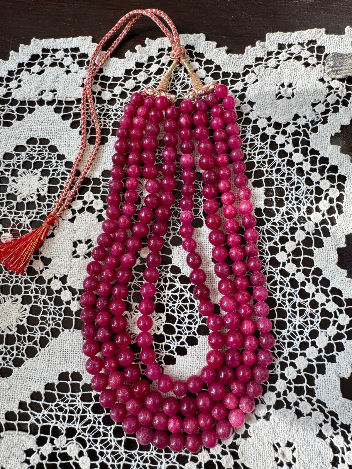 Multi strand Ruby Necklace adjustable - image 1