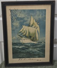 1927 Felix Count von Luckner signed print Hans Bohrdt Vaterland Sea Devil WWI