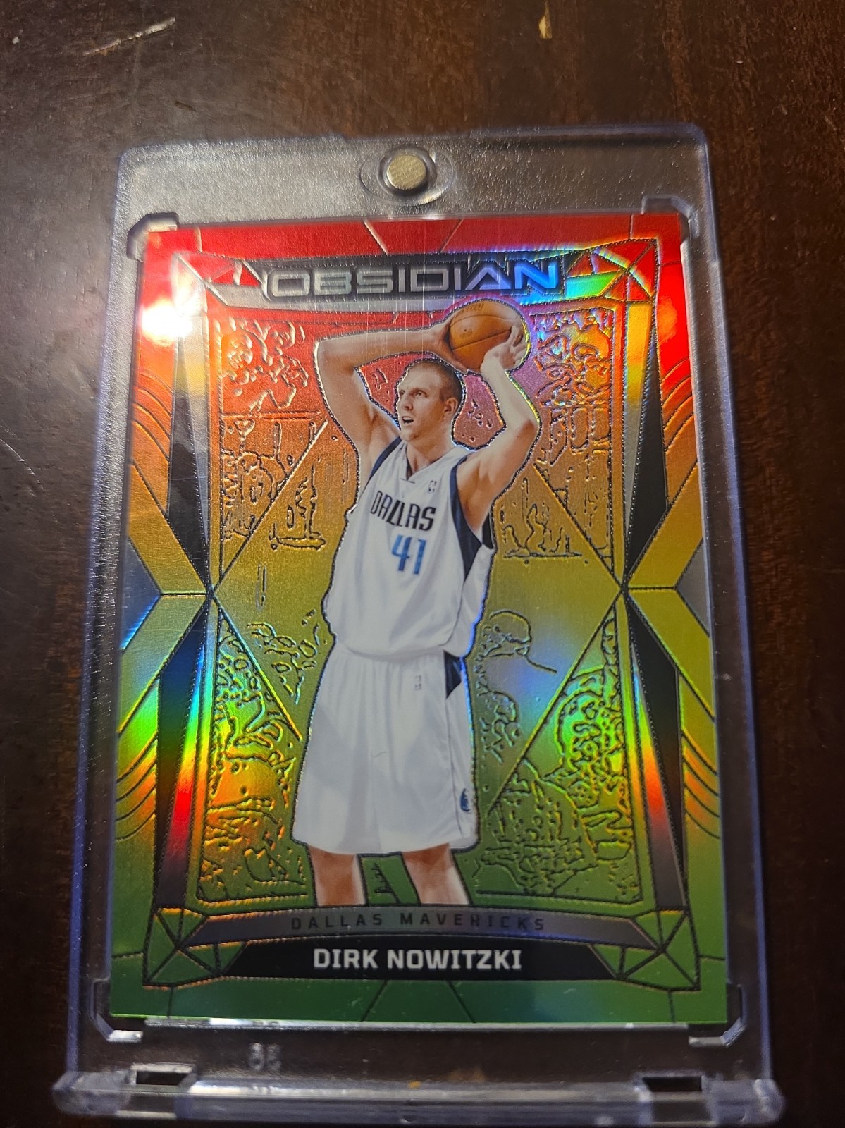 Dirk Nowitzki /75 Reggae Flood Electric SSP Mavericks 2023-24 Panini Obsidian 