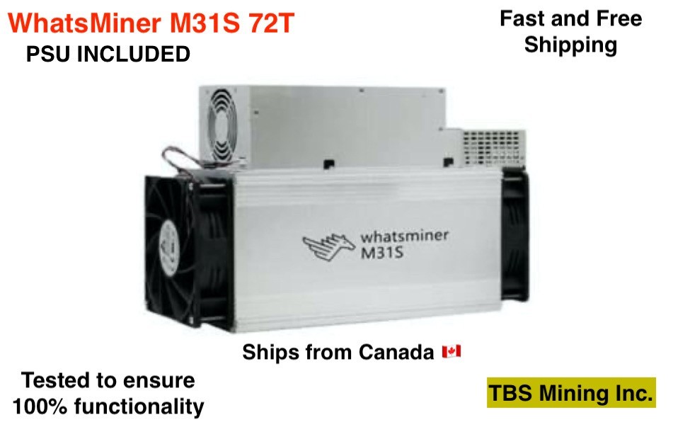 MicroBT WhatsMiner M31S 72TH/s ASIC BTC Miner – Used, Tested, Shipping Included