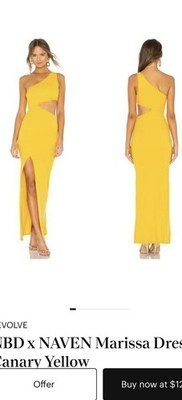 NBD X Naven  Marissa Dress In Canary Yellow Fitted One Shoulder Size S