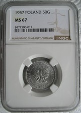 1957 Poland 50 Groszy NGC MS-67