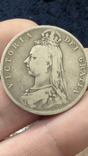 Rare British Half Crown Jubilee Head Fine Silver Coin VF50 Condition