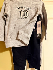 Messi Collection 2-Piece Fleece Hoodie  Pants Set 18-24M Gray/Black