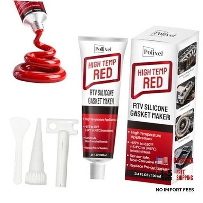 Red High Temperature Silicone Gasket Maker - Oil Resistant Sealant for RTV