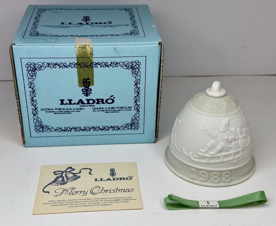 Juego De 6 Adornos Campana Navidad Porcelana Lladro Vintage 1988, 91, 92, 96, 02 Foto 3 de 4