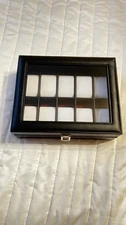 Leather Watch Box with Glass 10-Slot Display Case