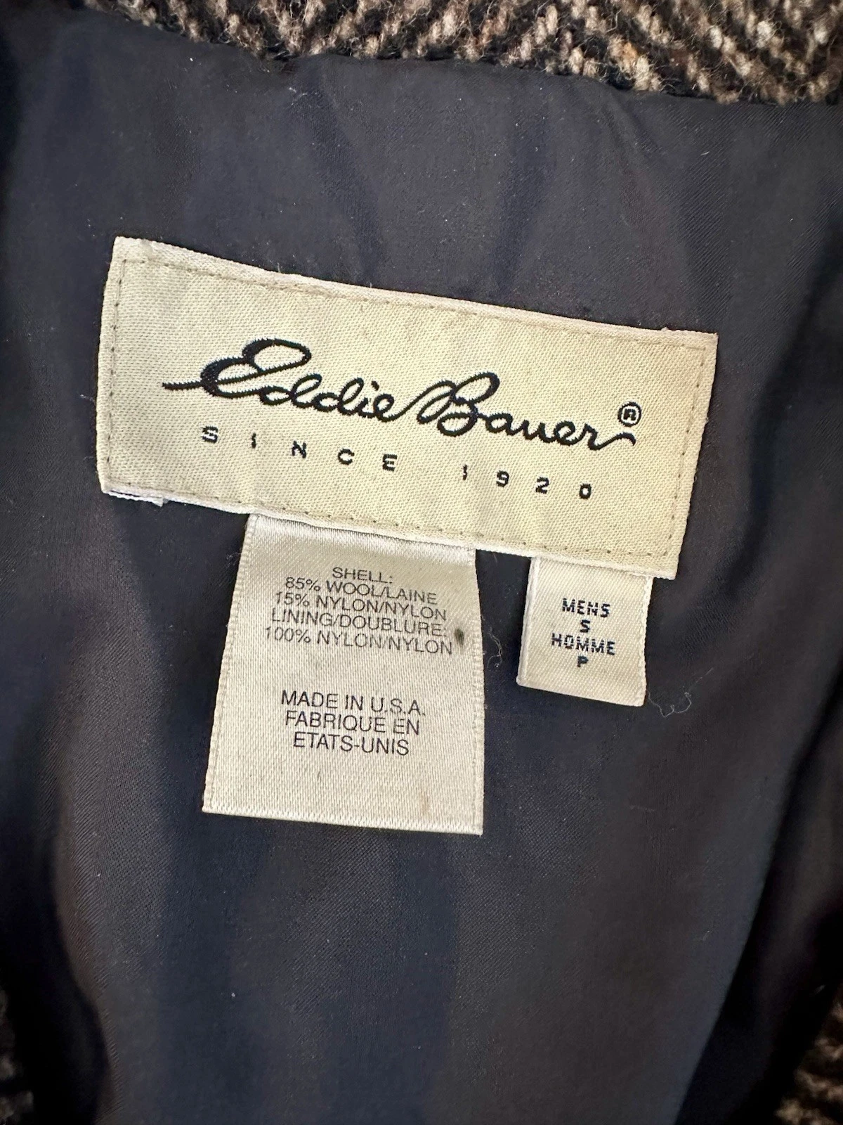Vintage Eddie Bauer Herringbone Wool-Blend Jacket — Made in USA - product detail image 4