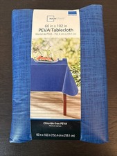 New Mainstays. PEVA 60" X 102  BLUE Tablecloth  NEW 