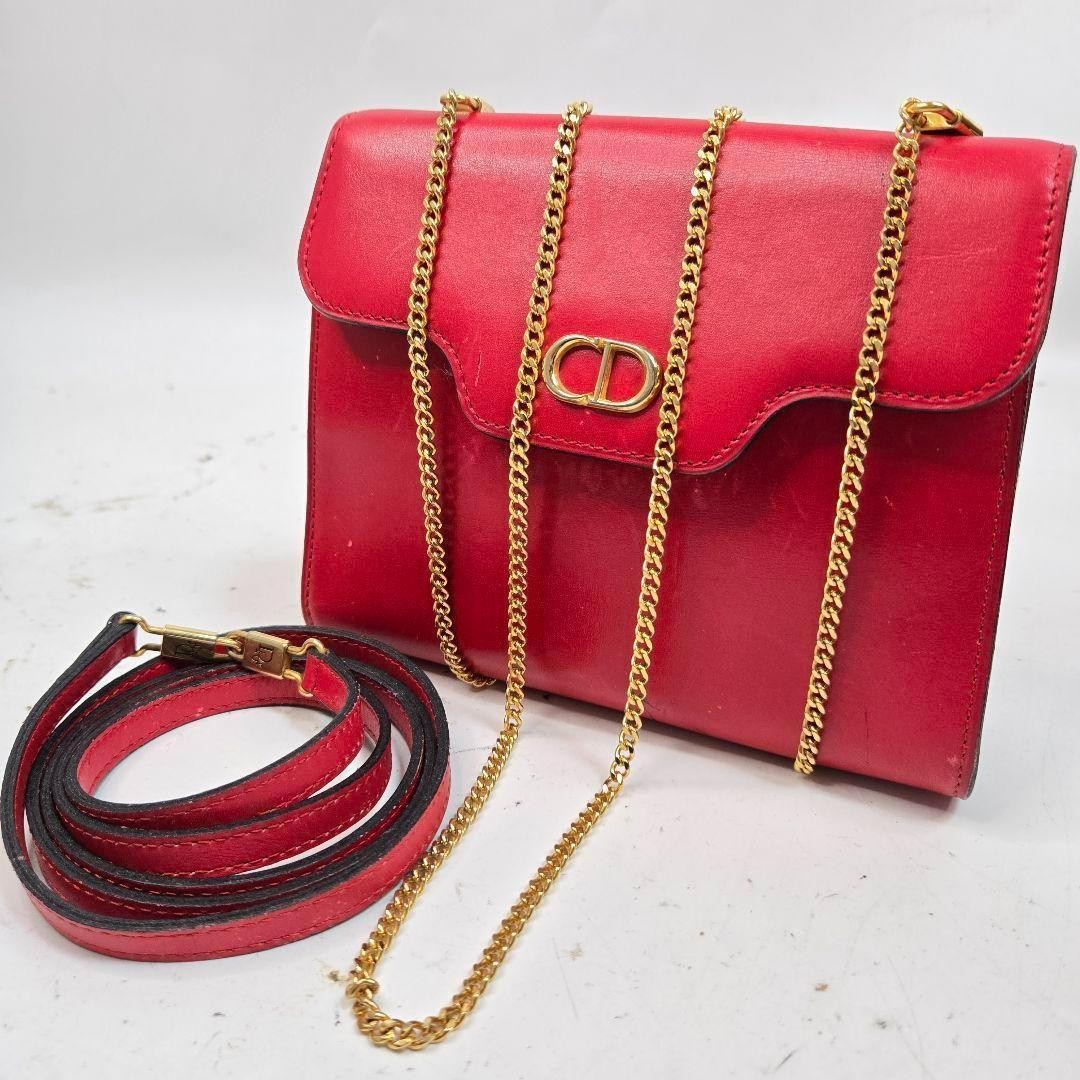 Christian Dior 2Way Leather Chain Shoulder Bag Vintage Style New
