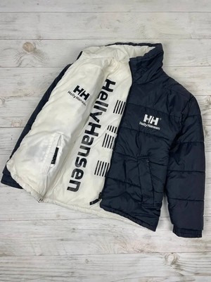 Vintage Helly Hansen Puffer Jacket Reversible Big Logo Men Size S Blue  White