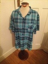 Mens Cyberjammies Size Large Blue Check Short Sleeve Pyjama Top