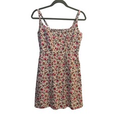 Old Navy Floral Spaghetti Strap Mini Dress Cream Pink Fit & Flare Size Medium 