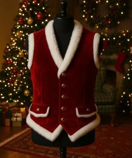 Men s Red Velvet Santa Vest   White Fur Trim ...