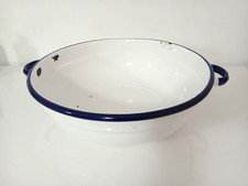 Antica Bacinella Catino Smaltato Due Leoni Vintage Anni 50 Bianco Blu 40 cm